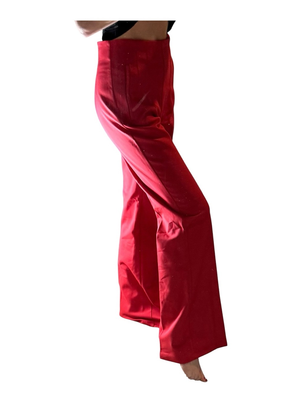 Zara Red High-Waist Wide Leg Pants